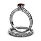 3 - Rachel Classic Red Garnet Solitaire Bridal Set Ring 