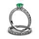 3 - Rachel Classic Emerald Solitaire Bridal Set Ring 
