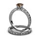 3 - Rachel Classic Smoky Quartz Solitaire Bridal Set Ring 