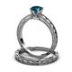 3 - Rachel Classic Blue Diamond Solitaire Bridal Set Ring 