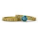 1 - Rachel Classic London Blue Topaz Solitaire Bridal Set Ring 