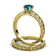 3 - Rachel Classic London Blue Topaz Solitaire Bridal Set Ring 