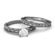 4 - Rachel Classic White Sapphire Solitaire Bridal Set Ring 