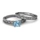 4 - Rachel Classic Aquamarine Solitaire Bridal Set Ring 