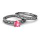 4 - Rachel Classic Pink Tourmaline Solitaire Bridal Set Ring 