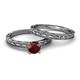 4 - Rachel Classic Red Garnet Solitaire Bridal Set Ring 