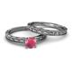 4 - Rachel Classic Rhodolite Garnet Solitaire Bridal Set Ring 
