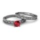 4 - Rachel Classic Ruby Solitaire Bridal Set Ring 