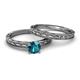 4 - Rachel Classic London Blue Topaz Solitaire Bridal Set Ring 