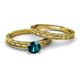4 - Rachel Classic Blue Diamond Solitaire Bridal Set Ring 