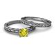 4 - Rachel Classic Yellow Diamond Solitaire Bridal Set Ring 