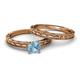 4 - Rachel Classic Aquamarine Solitaire Bridal Set Ring 