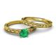 4 - Rachel Classic Emerald Solitaire Bridal Set Ring 