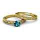 4 - Rachel Classic London Blue Topaz Solitaire Bridal Set Ring 