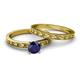 4 - Niah Classic Blue Sapphire Solitaire Bridal Set Ring 