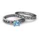 4 - Niah Classic Aquamarine Solitaire Bridal Set Ring 