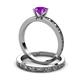 3 - Niah Classic Amethyst Solitaire Bridal Set Ring 