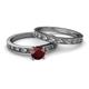 4 - Niah Classic Red Garnet Solitaire Bridal Set Ring 