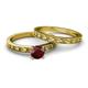 4 - Niah Classic Red Garnet Solitaire Bridal Set Ring 