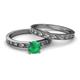 4 - Niah Classic Emerald Solitaire Bridal Set Ring 