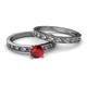 4 - Niah Classic Ruby Solitaire Bridal Set Ring 