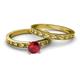 4 - Niah Classic Ruby Solitaire Bridal Set Ring 