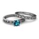 4 - Niah Classic London Blue Topaz Solitaire Bridal Set Ring 
