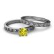 4 - Niah Classic Yellow Diamond Solitaire Bridal Set Ring 
