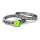 4 - Niah Classic Peridot Solitaire Bridal Set Ring 