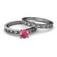 4 - Niah Classic Rhodolite Garnet Solitaire Bridal Set Ring 