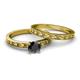 4 - Niah Classic Black Diamond Solitaire Bridal Set Ring 