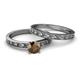 4 - Niah Classic Smoky Quartz Solitaire Bridal Set Ring 