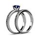 5 - Niah Classic Blue Sapphire Solitaire Bridal Set Ring 