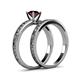 5 - Niah Classic Red Garnet Solitaire Bridal Set Ring 