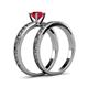 5 - Niah Classic Ruby Solitaire Bridal Set Ring 