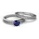 4 - Janina Classic Blue Sapphire Solitaire Bridal Set Ring 