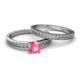 4 - Janina Classic Pink Tourmaline Solitaire Bridal Set Ring 