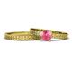 1 - Janina Classic Pink Tourmaline Solitaire Bridal Set Ring 