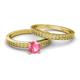 4 - Janina Classic Pink Tourmaline Solitaire Bridal Set Ring 