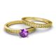 4 - Janina Classic Amethyst Solitaire Bridal Set Ring 