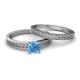 4 - Janina Classic Blue Topaz Solitaire Bridal Set Ring 