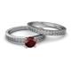 4 - Janina Classic Red Garnet Solitaire Bridal Set Ring 