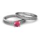 4 - Janina Classic Rhodolite Garnet Solitaire Bridal Set Ring 