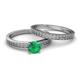 4 - Janina Classic Emerald Solitaire Bridal Set Ring 