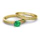 4 - Janina Classic Emerald Solitaire Bridal Set Ring 