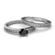4 - Janina Classic Black Diamond Solitaire Bridal Set Ring 