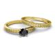 4 - Janina Classic Black Diamond Solitaire Bridal Set Ring 