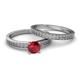4 - Janina Classic Ruby Solitaire Bridal Set Ring 