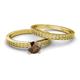 4 - Janina Classic Smoky Quartz Solitaire Bridal Set Ring 