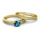 4 - Janina Classic London Blue Topaz Solitaire Bridal Set Ring 